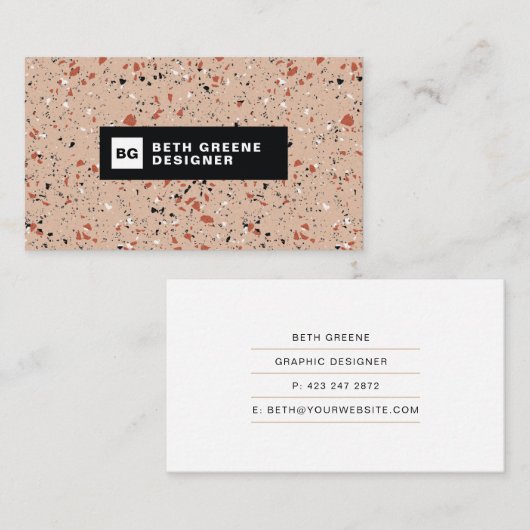 Modern Blush Pink Terrazzo Marble Pattern Visitekaartje (Voorkant / Achterkant)
