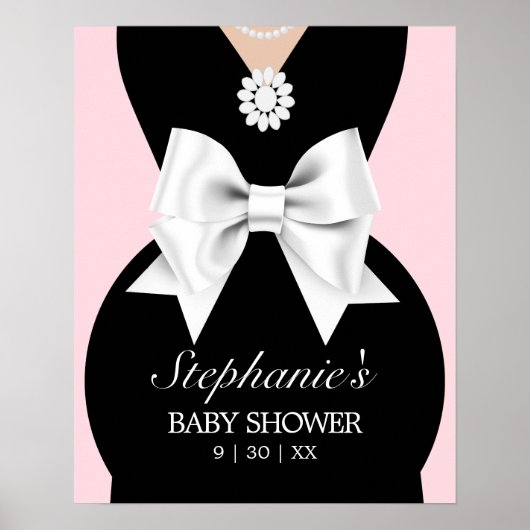 Modern Blush Pink Tiffany Baby shower Welkomstbord Poster (Voorkant)