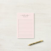 Modern Blush Pink To Do-lijst Elegant Post-it® Notes (Op bureau)