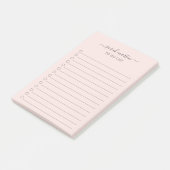 Modern Blush Pink To Do-lijst Elegant Post-it® Notes (Schuin)