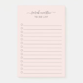 Modern Blush Pink To Do-lijst Elegant Post-it® Notes (Voorkant)