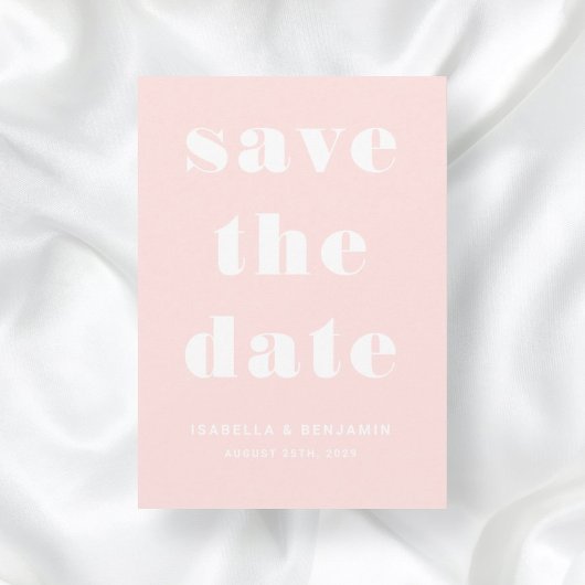 Modern Blush Pink Typography Wedding Save The Date