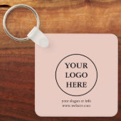 Modern Blush Pink Uw Logo-bedrijf Sleutelhanger (Voorkant)