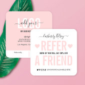 Modern Blush Pink Verwijs Een Vriend Logo Verwijzi Vierkante Visitekaartje