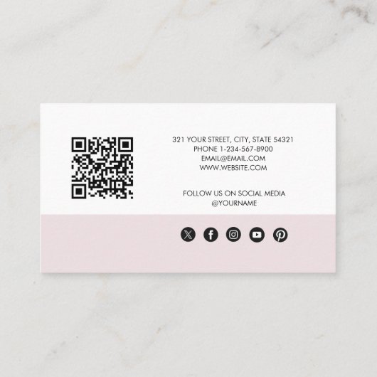 Modern Blush Pink Verwijs Een Vriend Verwijzing Ka Visitekaartje (Achterkant)