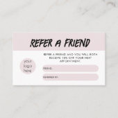 Modern Blush Pink Verwijs Een Vriend Verwijzing Ka Visitekaartje (Voorkant)