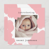 Modern Blush Pink Watercolor Baby Aankondiging (Voorkant / Achterkant)