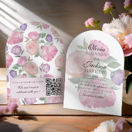 Modern Blush Pink Watercolor Floral Wedding  Kaart