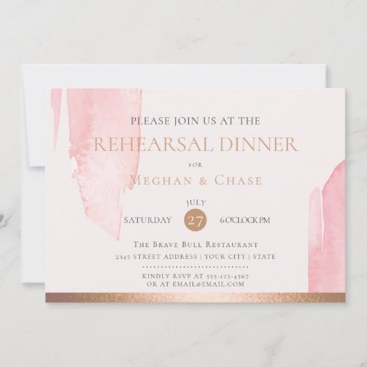 Modern Blush Pink Waterverf Brush Strokes Kaart (Voorkant)