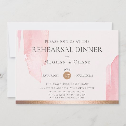 Modern Blush Pink Waterverf Brush Strokes Kaart (Voorkant)