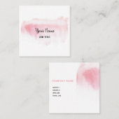 Modern Blush Pink Waterverf Square Visitekaartje (Voorkant / Achterkant)