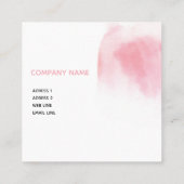 Modern Blush Pink Waterverf Square Visitekaartje (Achterkant)