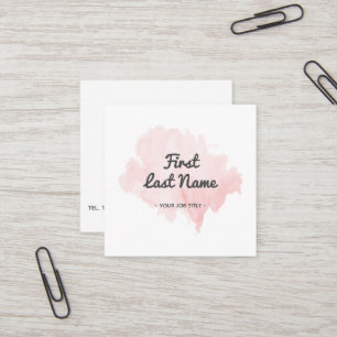 Modern Blush Pink Waterverf Square Visitekaartje