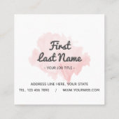 Modern Blush Pink Waterverf Square Visitekaartje (Achterkant)