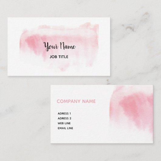 Modern Blush Pink Waterverf Visitekaartje (Voorkant / Achterkant)