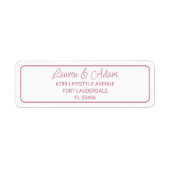 Modern Blush Pink Weddenrenadreslabel Etiket (Voorkant)