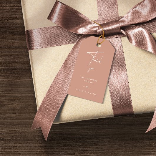 Modern Blush Pink Weddenschap Bedankt Label Cadeaulabel