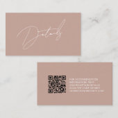 Modern Blush Pink Wedding Details Script Informatiekaartje (Voorkant / Achterkant)