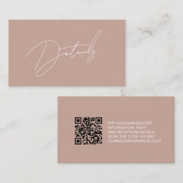 Modern Blush Pink Wedding Details Script Informatiekaartje