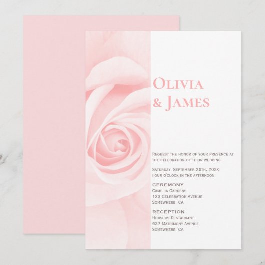 Modern Blush Pink Wedding Kaart (Voorkant / Achterkant)