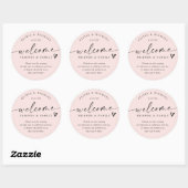 Modern Blush Pink Wedding Welcome Hotel Bag Ronde Sticker (Vel)