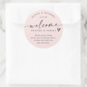 Modern Blush Pink Wedding Welcome Hotel Bag Ronde Sticker (Tas)