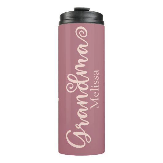 Modern Blush Pink Wilde Bloemen Oma Thermosbeker (Voorkant)