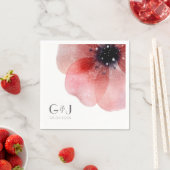 Modern Blush Poppy Monogram Weddenschap Servet (Insitu)