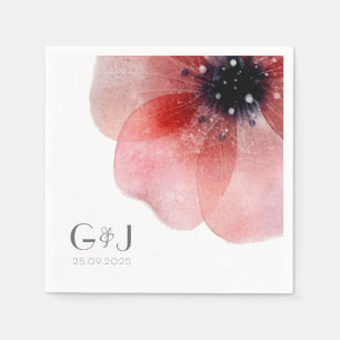 Modern Blush Poppy Monogram Weddenschap Servet