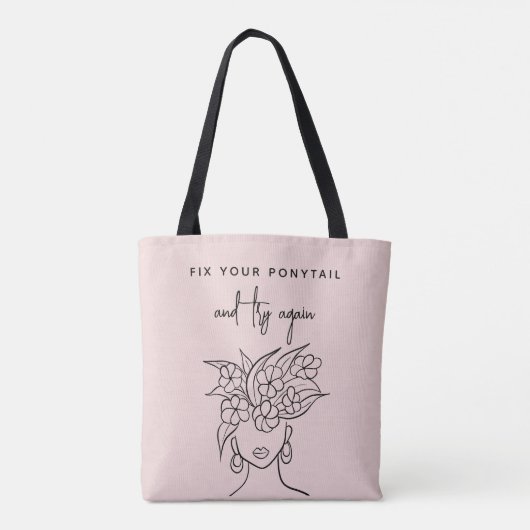 Modern Blush Probeer opnieuw Vrouw met Bloemen Tote Bag (Achterkant)