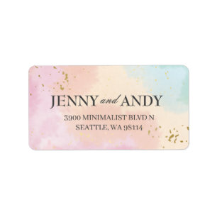 Modern Blush regenbooglitter Return Address Etiket