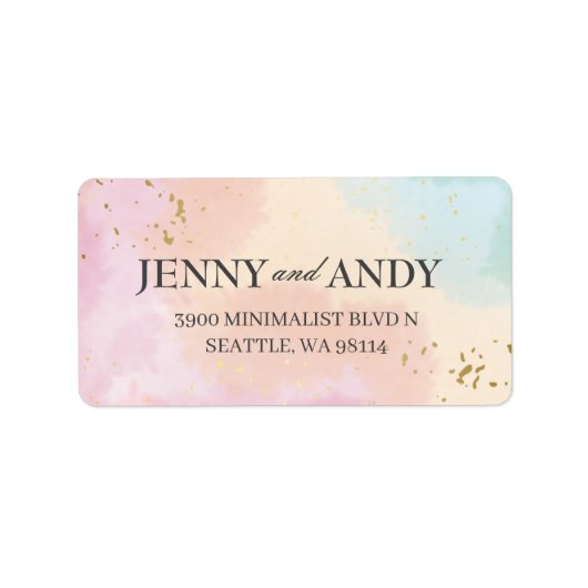 Modern Blush regenbooglitter Return Address Etiket (Voorkant)