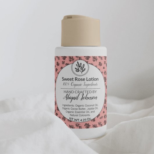 Modern Blush Roos & bladeren Bath & Body / Candle Vierkante Sticker