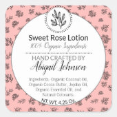 Modern Blush Roos & bladeren Bath & Body / Candle Vierkante Sticker (Voorkant)