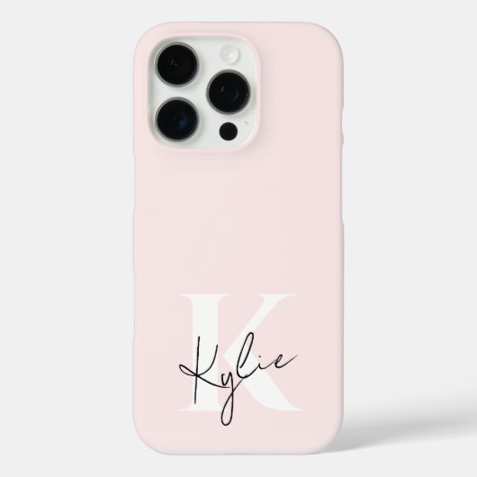 Modern Blush Roos Gepersonaliseerde Monogram Naam Case-Mate iPhone Case (Achterkant)