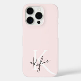 Modern Blush Roos Gepersonaliseerde Monogram Naam  iPhone 16 Pro Hoesje