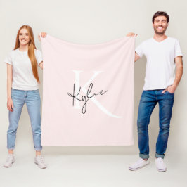 Modern Blush Roos Gepersonaliseerde Monogram Naam  Fleece Deken