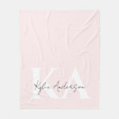 Modern Blush Roos Gepersonaliseerde Monogram Naam Fleece Deken (Voorkant)