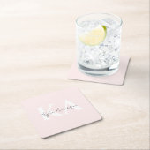 Modern Blush Roos Gepersonaliseerde Monogram Naam Kartonnen Onderzetters (Insitu)
