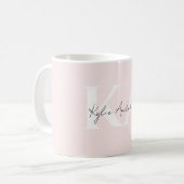 Modern Blush Roos Gepersonaliseerde Monogram Naam  Koffiemok (Voorkant links)