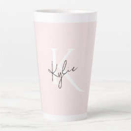 Modern Blush Roos Gepersonaliseerde Monogram Naam  Latte Mok