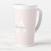 Modern Blush Roos Gepersonaliseerde Monogram Naam Latte Mok (Rechterhoek)