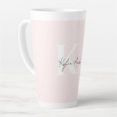 Modern Blush Roos Gepersonaliseerde Monogram Naam Latte Mok (Linkerhoek)