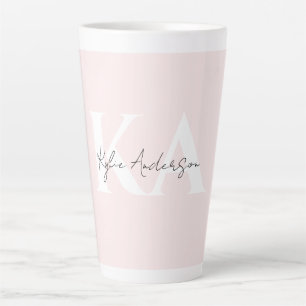 Modern Blush Roos Gepersonaliseerde Monogram Naam  Latte Mok