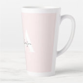 Modern Blush Roos Gepersonaliseerde Monogram Naam Latte Mok (Rechts)