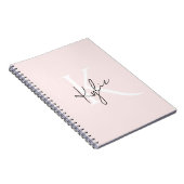Modern Blush Roos Gepersonaliseerde Monogram Naam  Notitieboek (Rechterzijde)