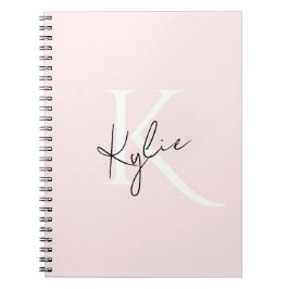 Modern Blush Roos Gepersonaliseerde Monogram Naam  Notitieboek