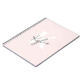 Modern Blush Roos Gepersonaliseerde Monogram Naam  Notitieboek (Linkerzijde)