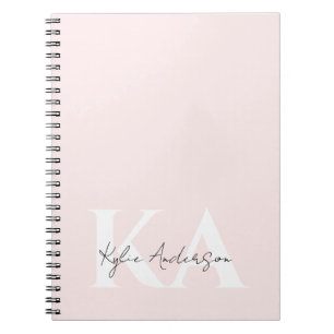 Modern Blush Roos Gepersonaliseerde Monogram Naam  Notitieboek