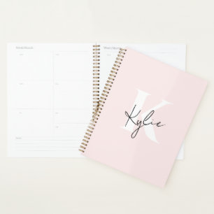 Modern Blush Roos Gepersonaliseerde Monogram Naam  Planner